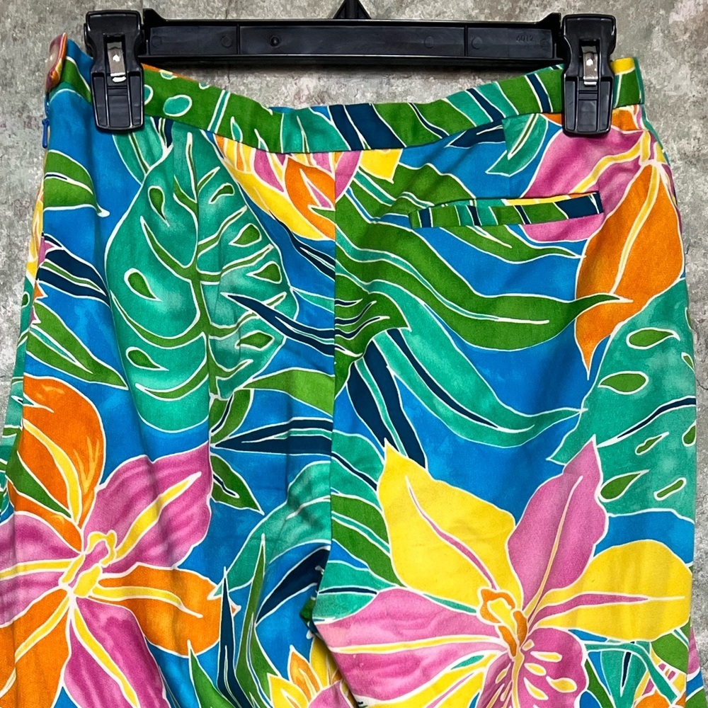 Ralph Lauren Blue and Green Tropical Print Pants - Picture 4 of 4